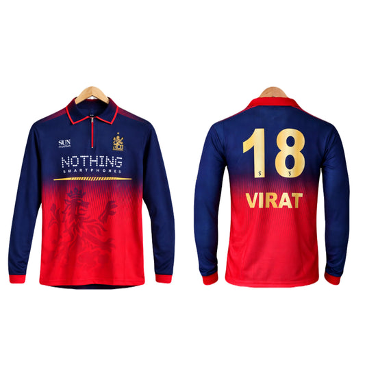 RCB 2026 virat kohli  Collar Full Sleeve Embroidery - Ms Retro Store