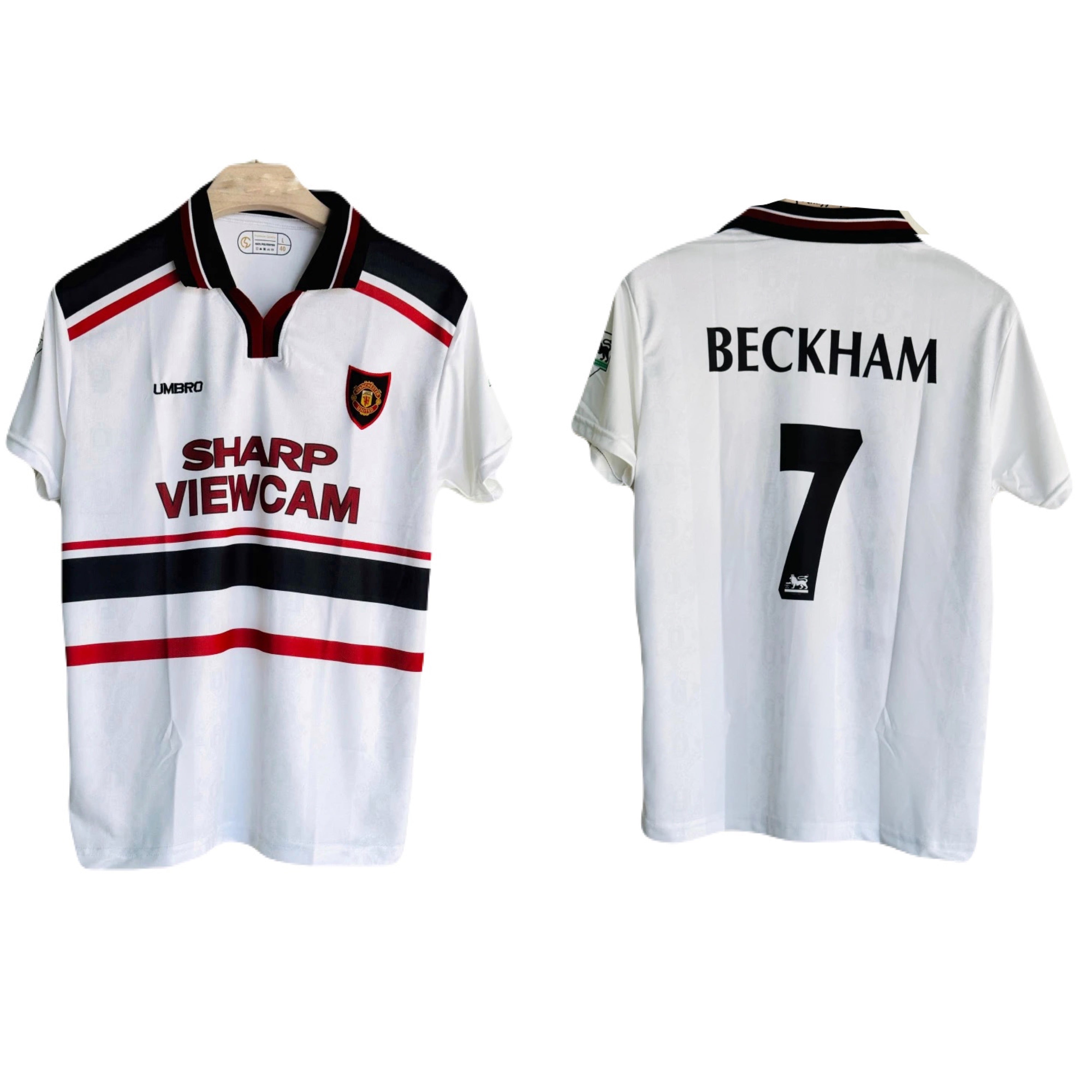 MANCHESTER UNITED 1997-98 AWAY KIT BECKHAM POLO EMBROIDERY