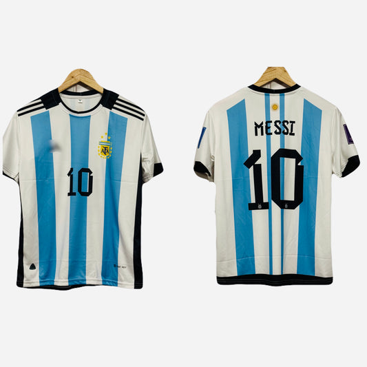 Argentina 2022 World Cup Kit Messi Half Sleeve - Ms Retro Store