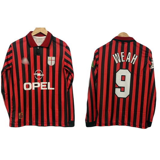 Ac Milan 1999-00 Home kit  Weah Full Sleeve - Ms Retro Store