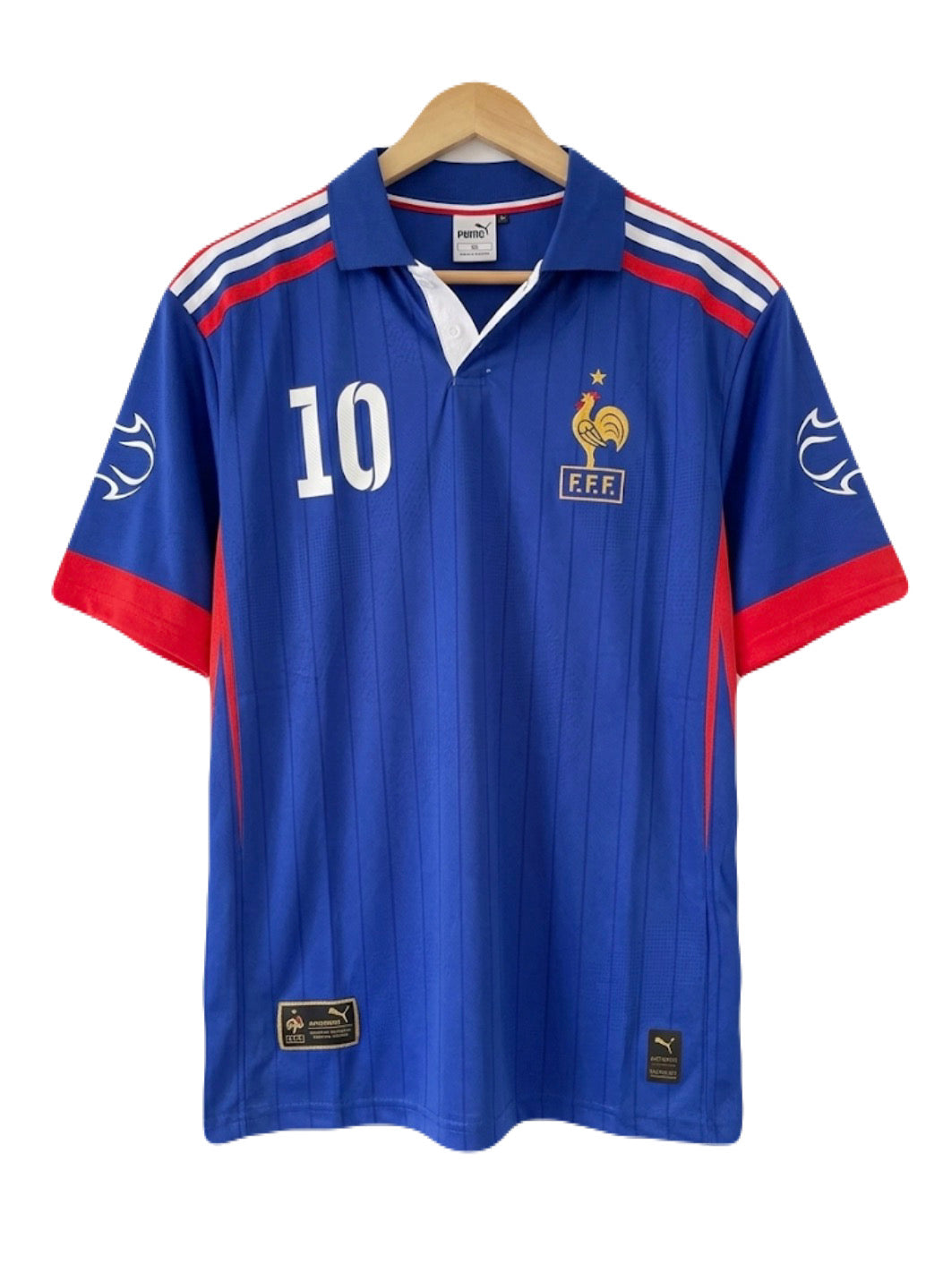France 1998-2000 home zidane collar five sleeve sublimation - Ms