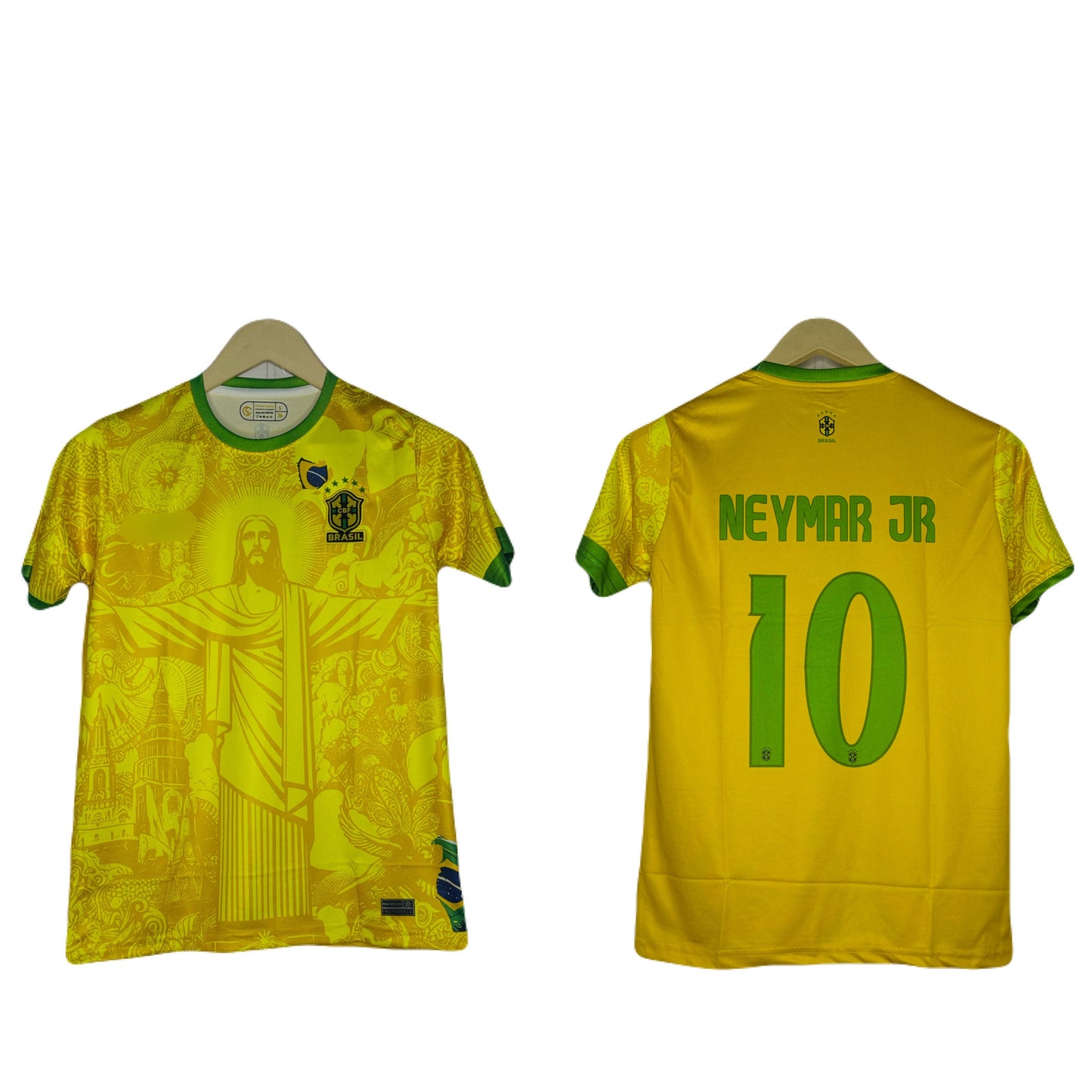 Brazil Christ the Redeemer Special Edition Kit  Neymar Jr Half Sleeve P1223- Ms Retro Store