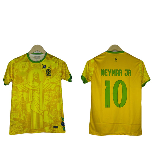 Brazil Christ the Redeemer Special Edition Kit  Neymar Jr Half Sleeve P1223- Ms Retro Store
