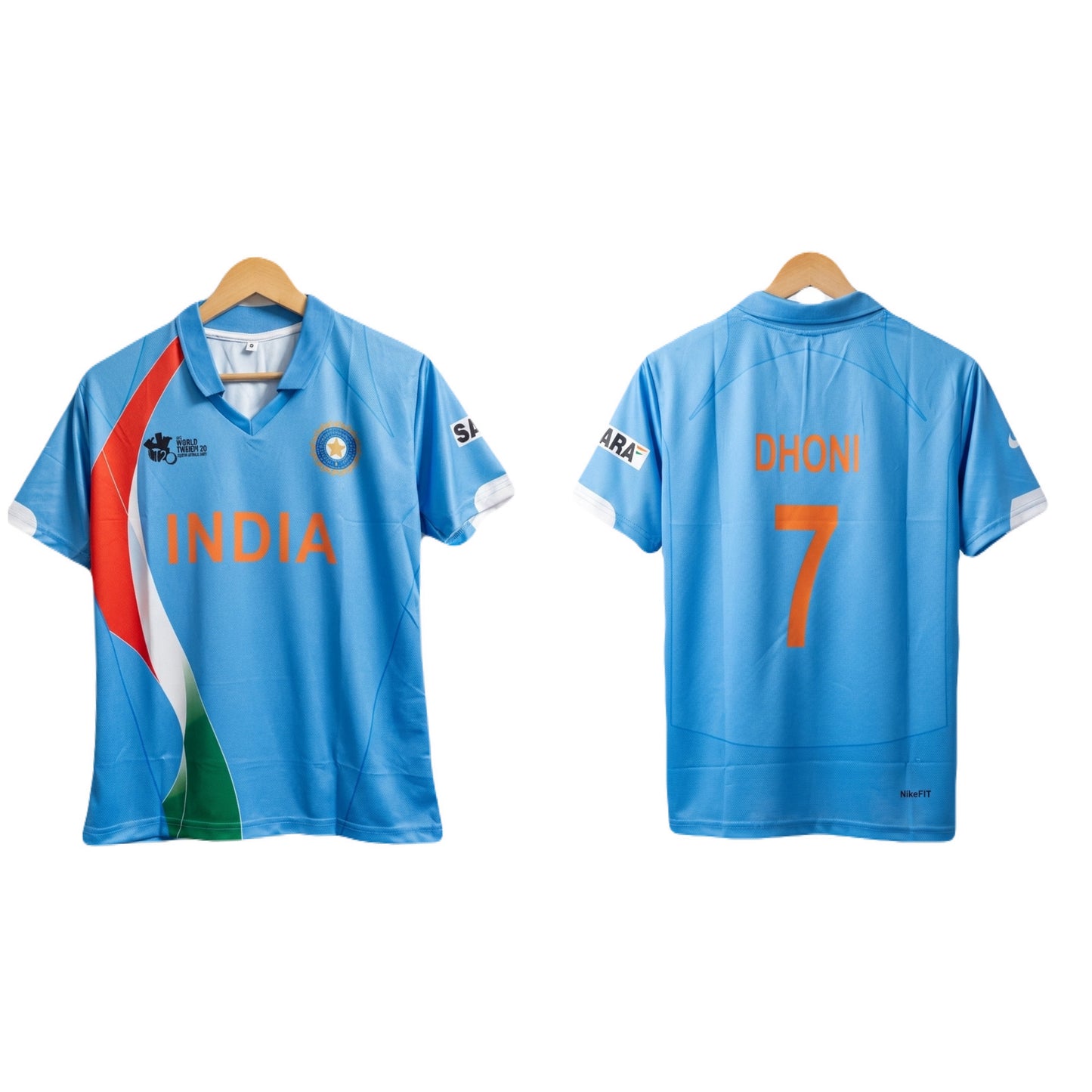 India 2007 dhoni  home jersey Half Sleeve Sublimation - Ms Retro Store