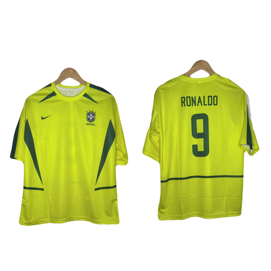 Brazil 2002 Home Kit Ronaldo Five Sleeve - Ms Retro Store