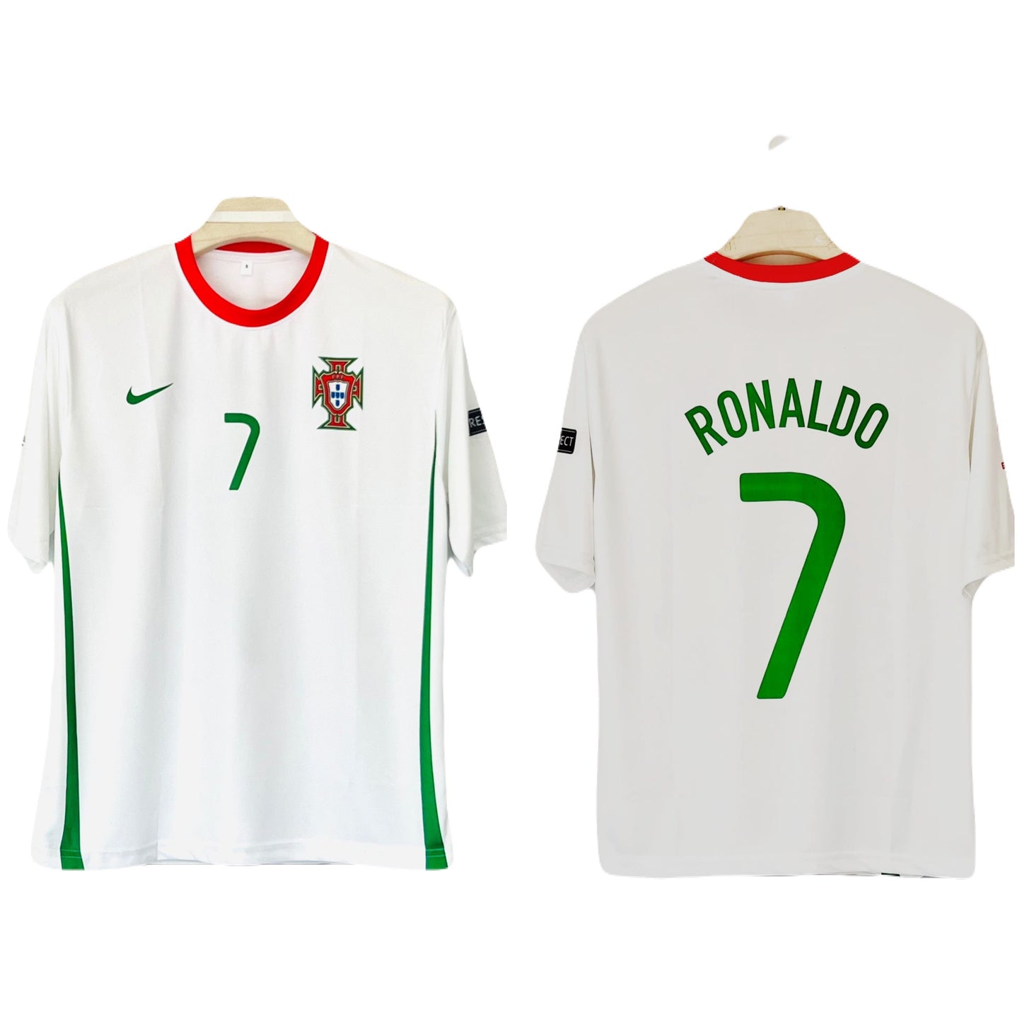 Portugal 2008 Away kit Ronaldo 7 Five sleeve Jersey