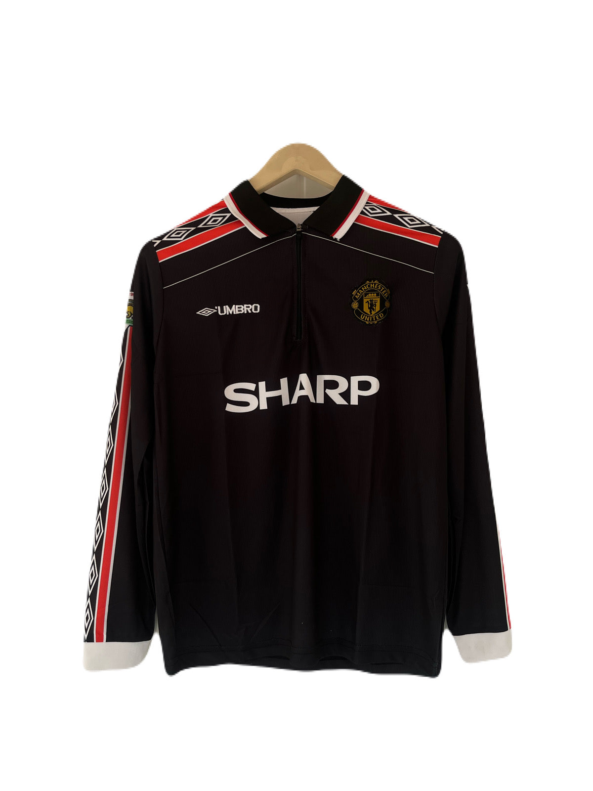 Manchester united 1998 Away Jersey zip type full sleeve embroidery beckham - P1473 ms retro store