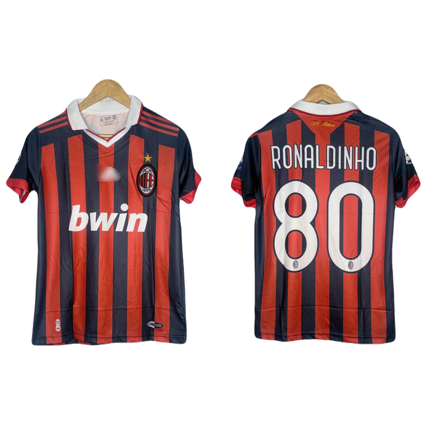 Ac Milan 2008 Home Kit Ronaldinho Half Sleeve - P450 Ms Retro Store