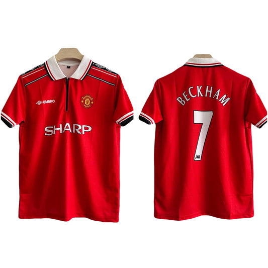 Manchester united 1998/99 Home jersey Beckham zip type - ms retro store