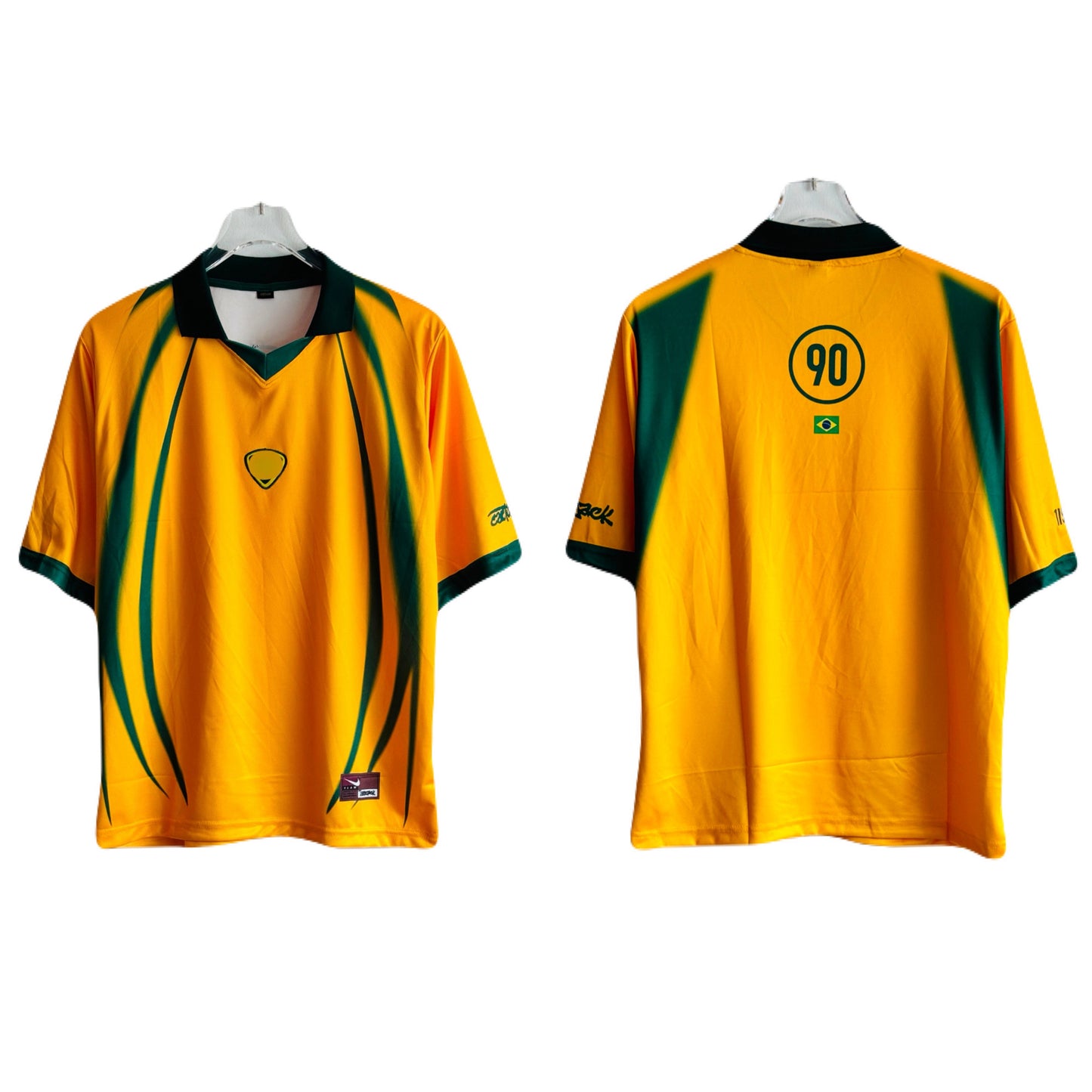 Brazil training kit plain back Five Sleeve collar Embroidery- P2331