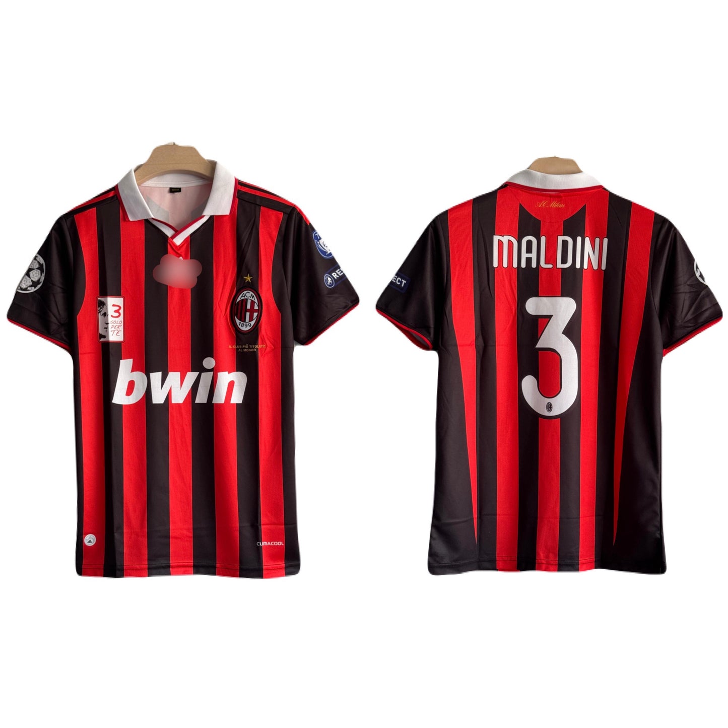 Ac milan Maldini 2008-2009 home Retro kit Half Sleeve Embroidery -  Ms Retro Store