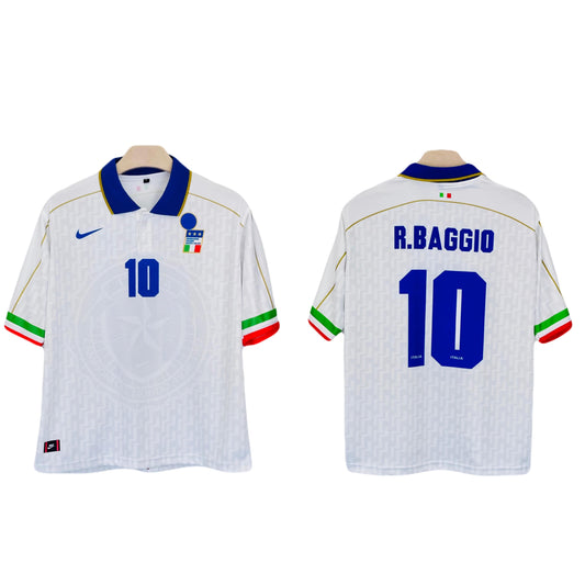 Italy 1995-96 Baggio away jersey Five Sleeve Collar Sublimation -Ms Retro Store