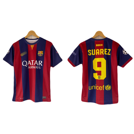 Suarez Barcelona Home 2015-2016 Embroidery Half sleeve Jersey - P2652