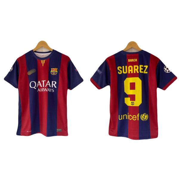 Suarez Barcelona Home 2015-2016 Embroidery Half sleeve Jersey - P2652