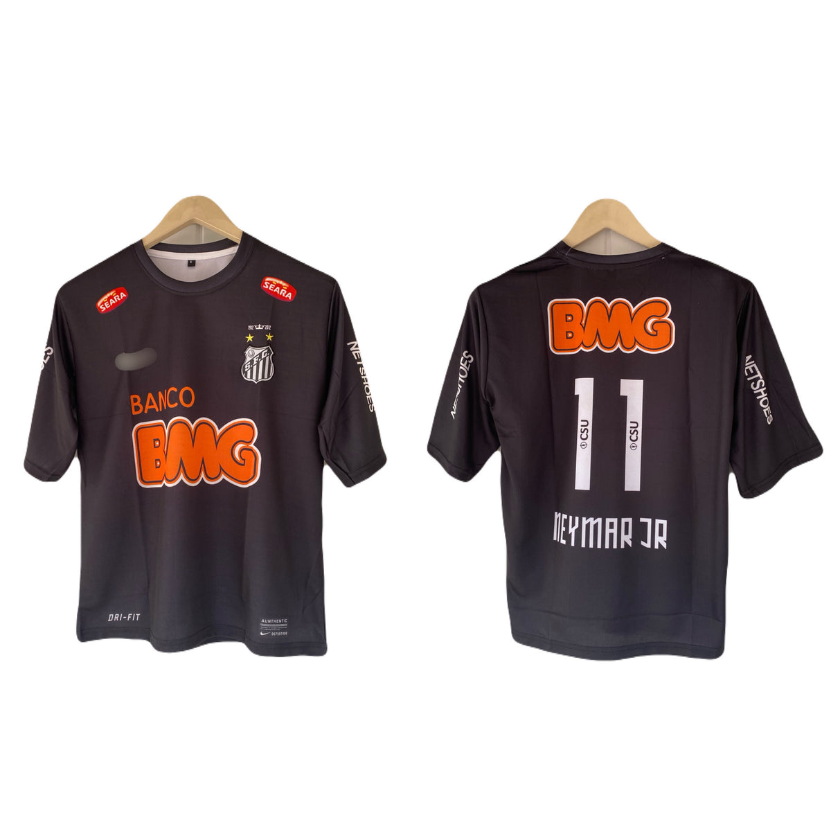 Neymar Jr Santos Fc 2011-12 Away Kit Embroidery Five Sleeve - P2686