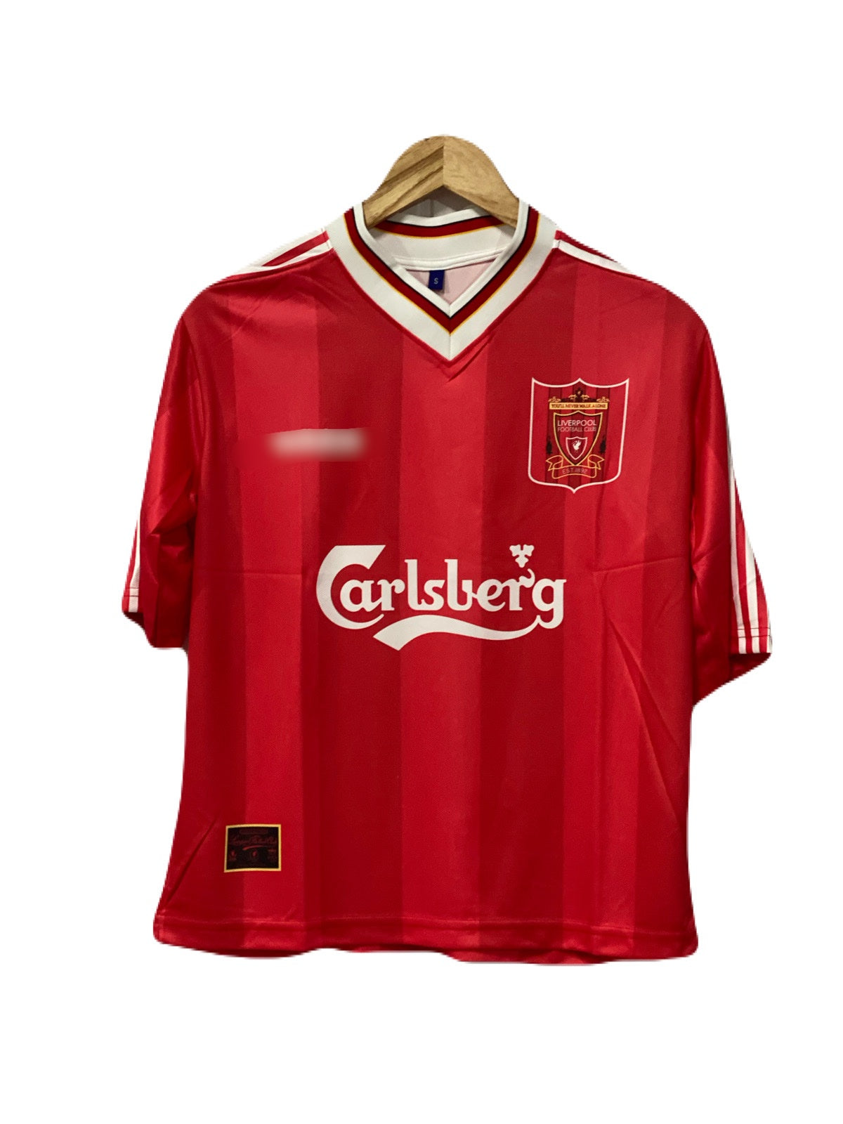 Liverpool 1996-97 Home Kit Fowler Five sleeve - Ms Retro Store