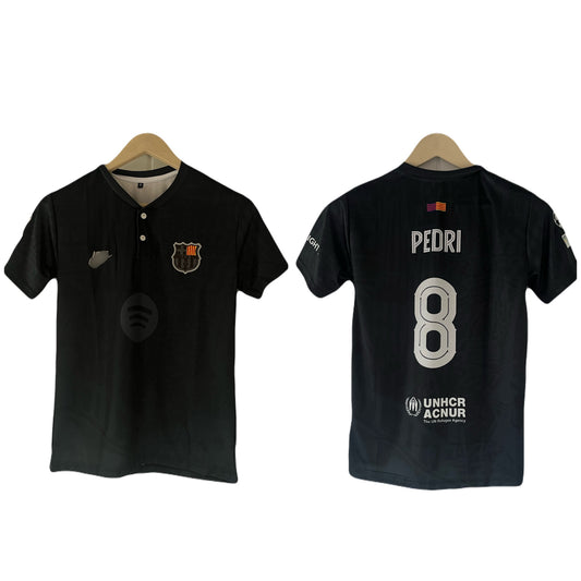 Pedri barcelona half sleeve collar embroidery jersey -