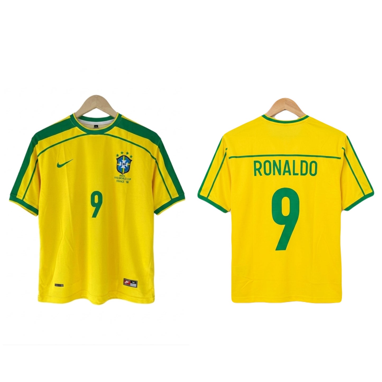 Brazil 1998 Home Kit Ronaldo Five Sleeve - P1252 Ms Retro Store