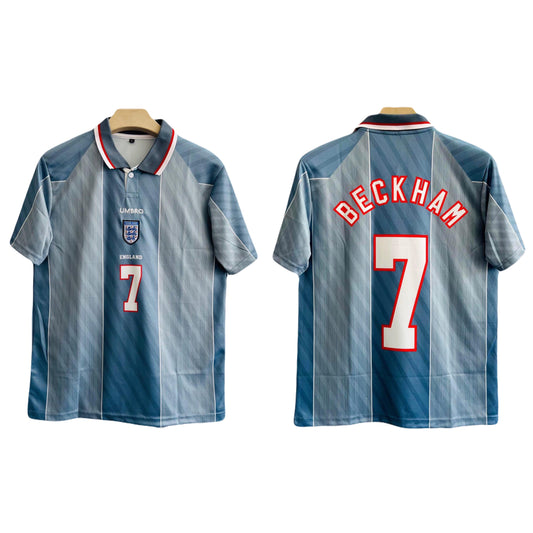 England 1996 Away kit Beckham Embroidery Half sleeve - Ms retro store