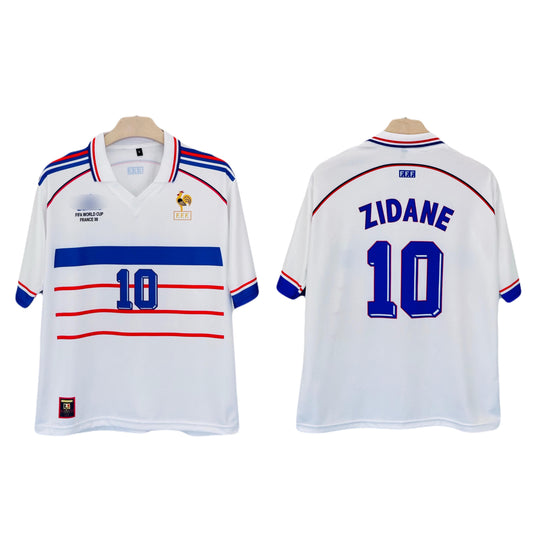 FRANCE 1998 WORLD CUP AWAY KIT ZIDANE FIVE SLEEVE SUBLIMATION P1360 - Ms retro store