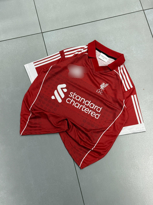 Liverpool 2025/26 Home salah Premium Quality Collar Five Sleeve Sublimation Jersey - Ms Retro Store
