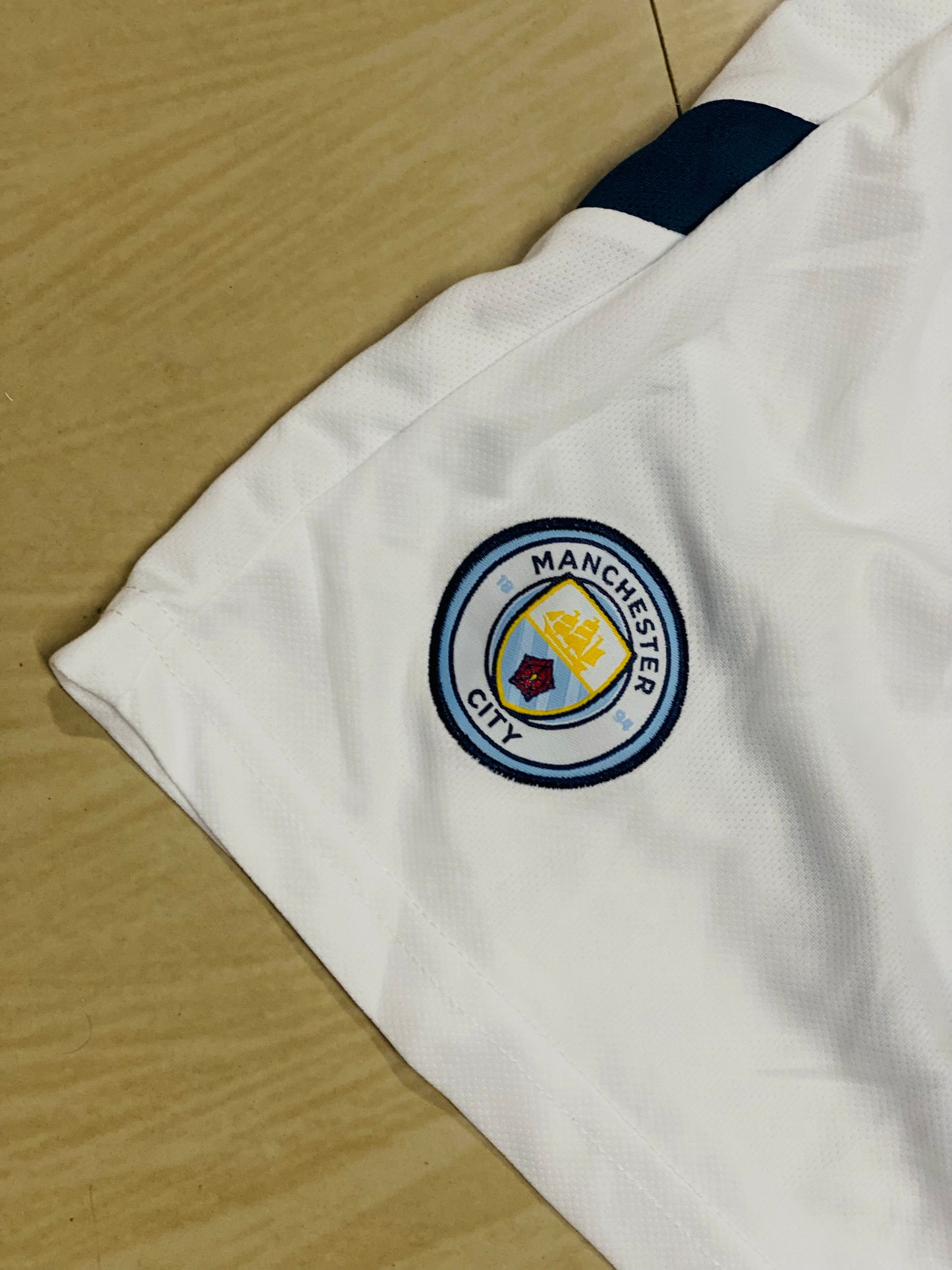 Premium first quality Manchester City White and side blue Shorts - Ms Retro Store