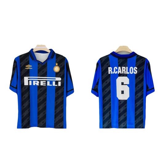 Intermilan 1995/96 home R.carlos five sleeve collar - ms retro store