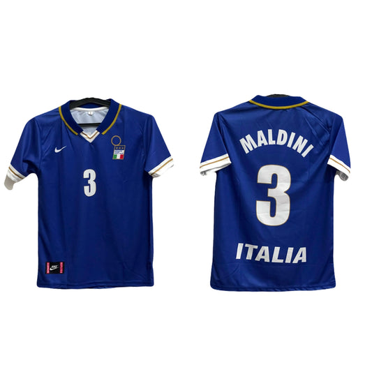 Italy 1996 home kit half sleeve jersey maldini - ms retro store