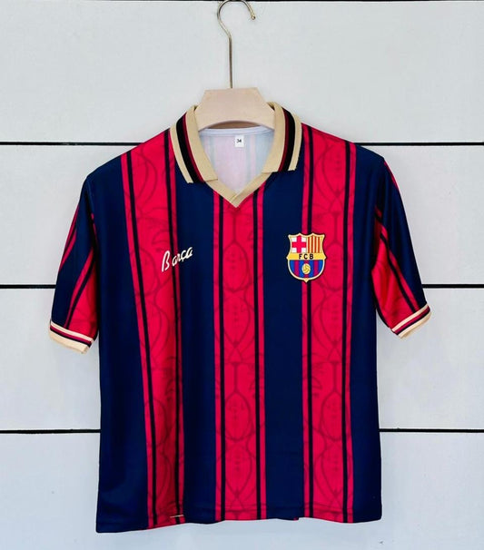 Barcelona 125th edition Messi Kids five sleeve collar sublimation jersey - Ms retro store