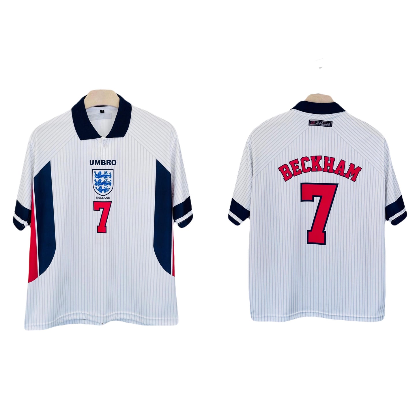 England Beckham 1998 Home Kit Five Sleeve P1102 - Ms Retro Store