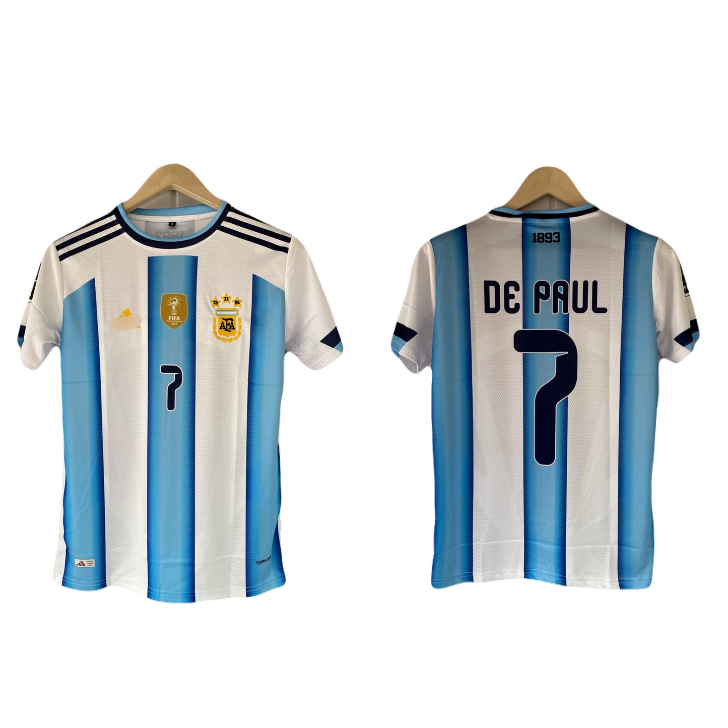 De Paul Argentina 2026 World Cup Home Half sleeve embroidery jersey -