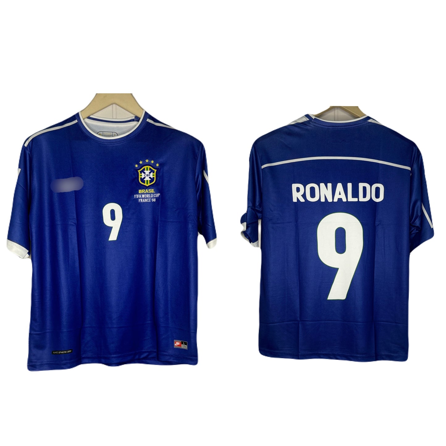 Brazil 2002 Worldcup Away Kit Ronaldo Five Sleeve P1226- Ms Retro Store