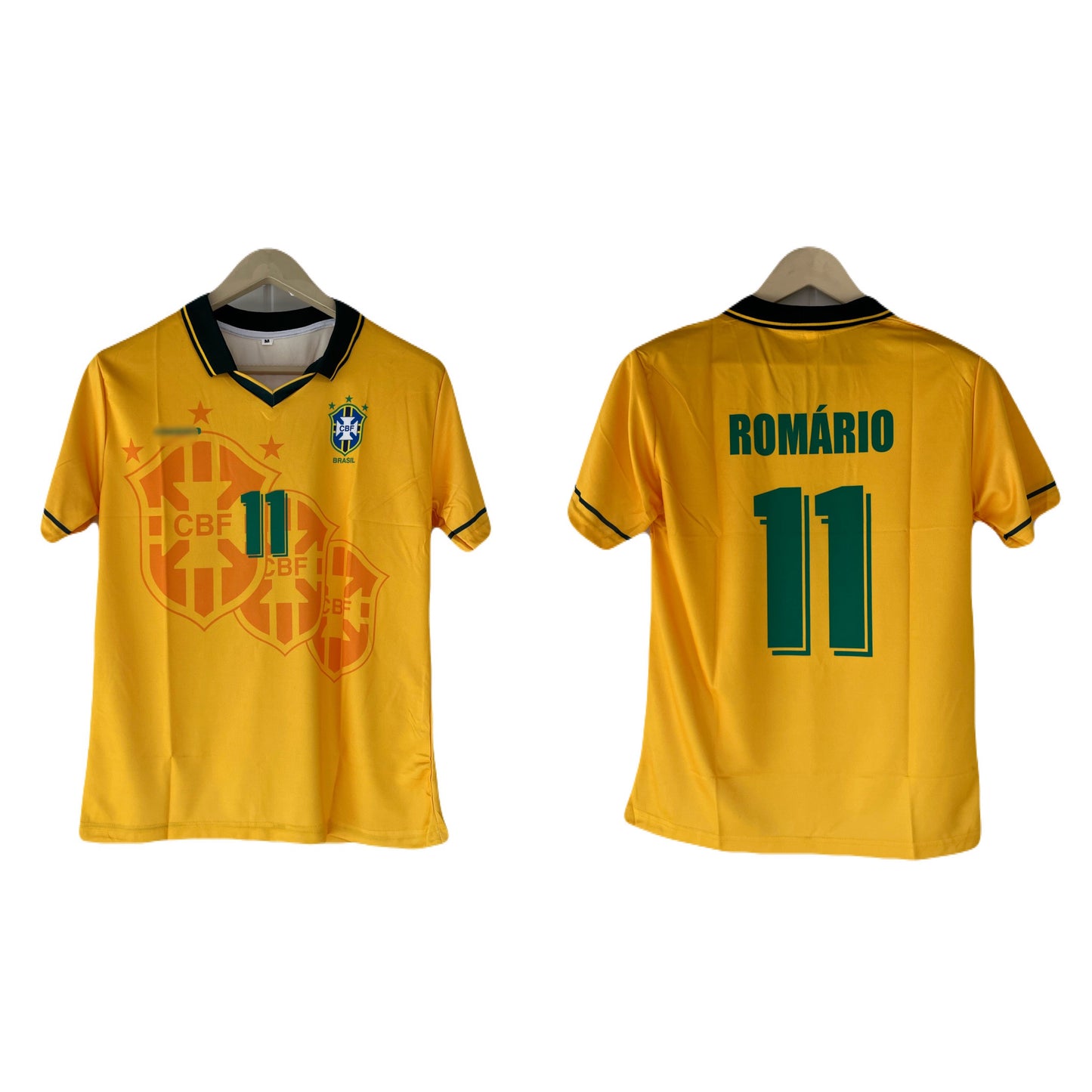 Romario Brazil 2010 home half sleeve collar jersey -