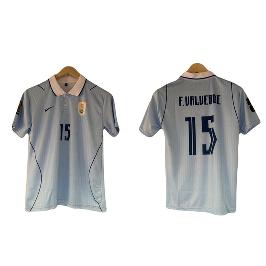 Uruguay 2026 world cup Home Valverde Half Sleeve collar Sublimation -  Ms Retro Store