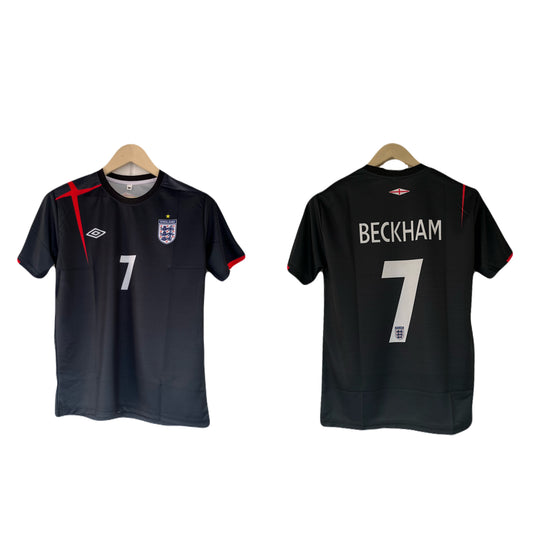 England 2004-05 Away kit Beckham Half sleeve sublimation - Ms Retro Store