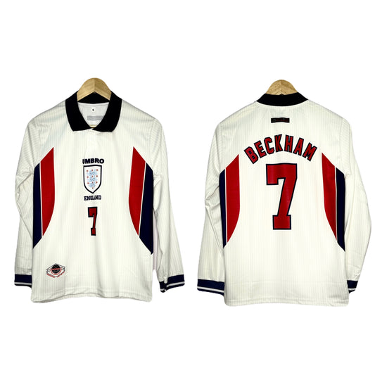 England 1998 World Cup Home Kit Beckham Full Sleeve - P1126 - Ms Retro Store