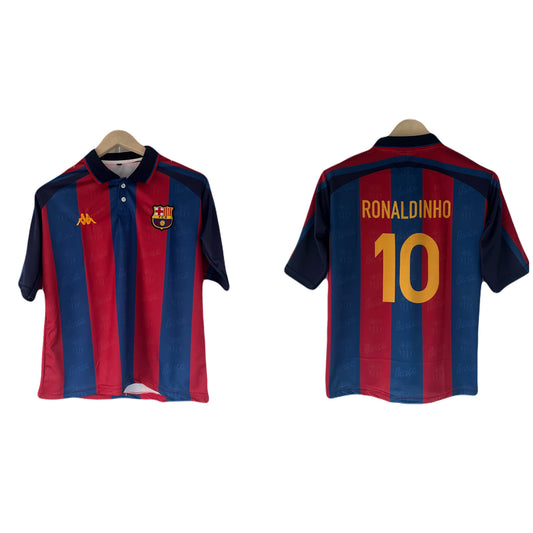 Fc Barcelona Ronaldinho Retro Embroidery Fivesleeve - P2000 ms retro store