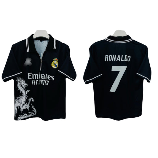 Real madrid Ronaldo Dragon Edition Five Sleeve zip collar Sublimation Jersey -P1180 Ms Retro Store