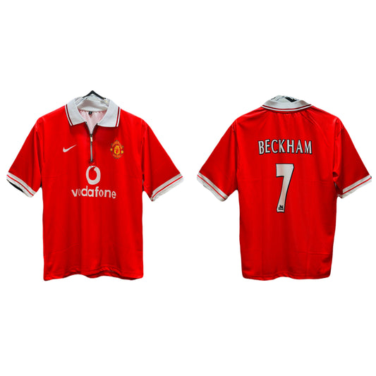 Manchester united Beckham Five Sleeve zip collar Sublimation Jersey -  Ms Retro Store