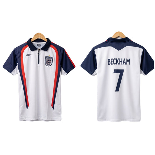 England  1998-99 Beckham Collar Zip Half Sleeve Embroidery - Ms Retro Store/1