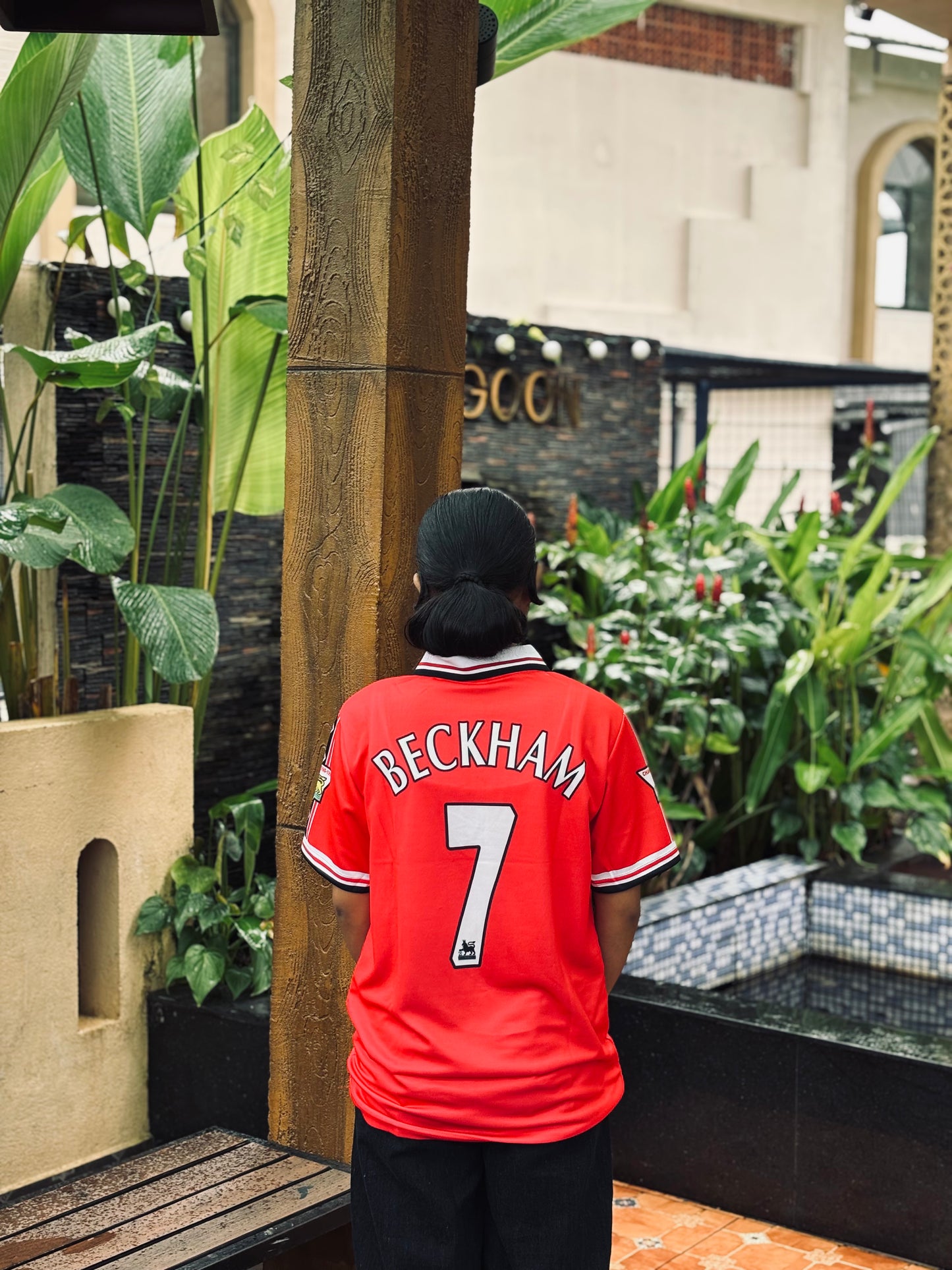 Manchester united 1998/99 Home jersey Beckham zip type - P90 -ms retro store