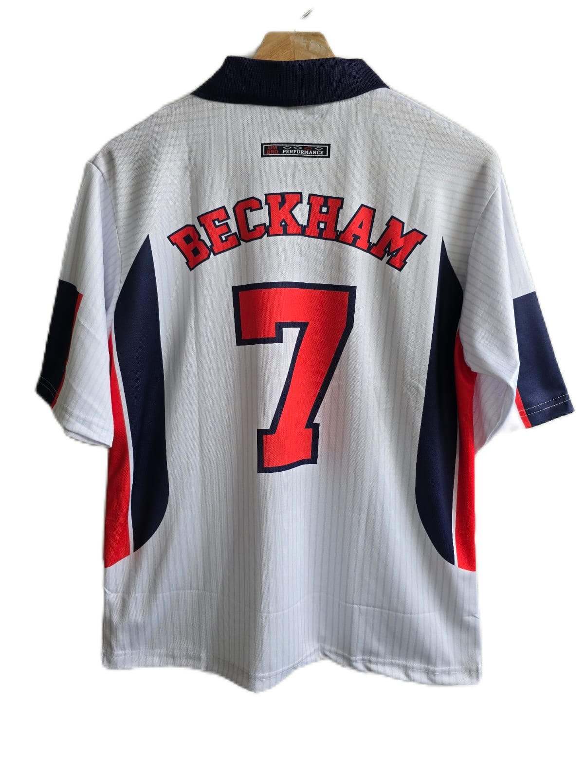 England 1998 Home kit polo Beckham Five sleeve - P486 -Ms Retro Store