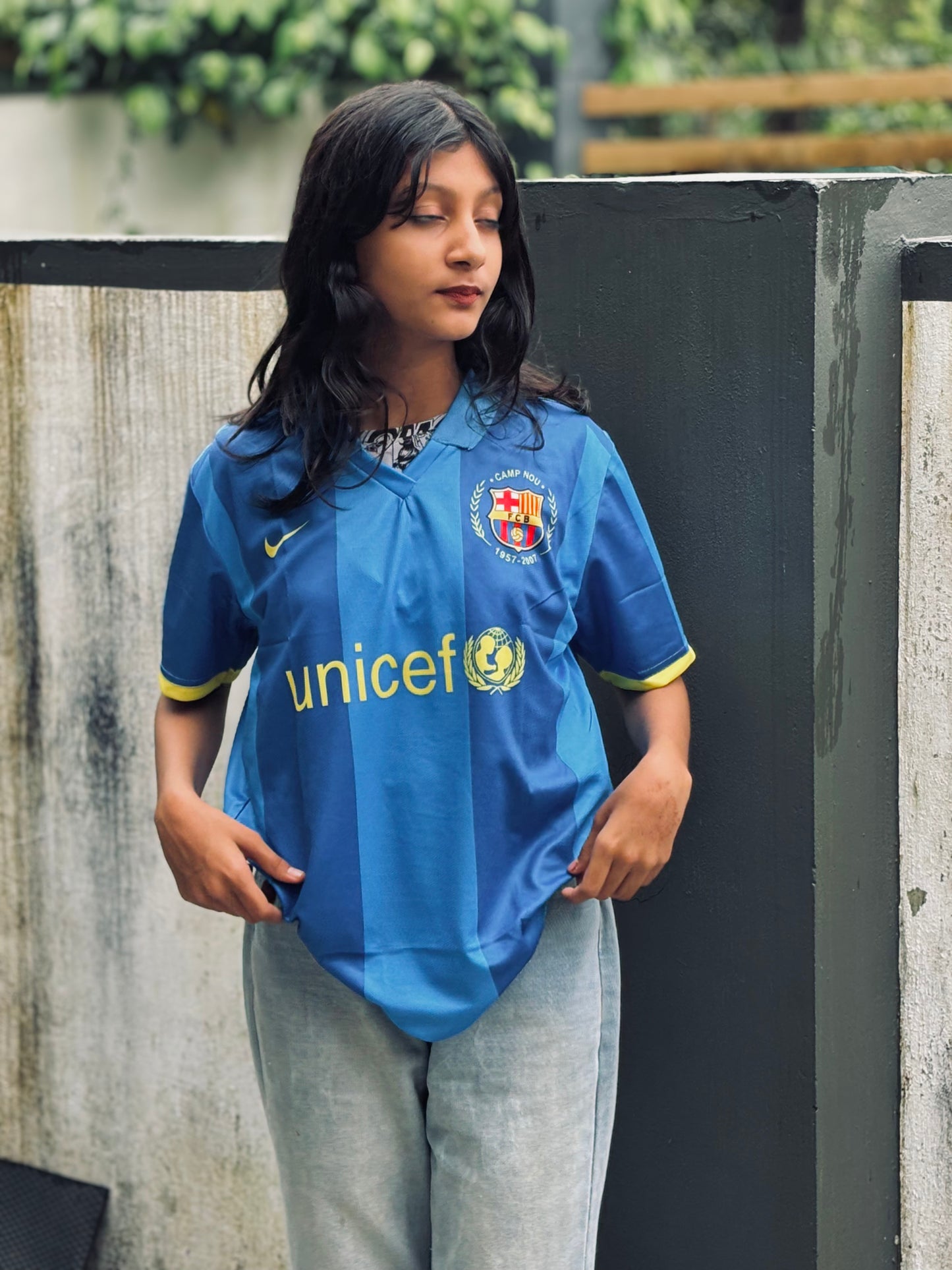 Barcelona vintage blue ronaldinho collar jersey - ms retro store