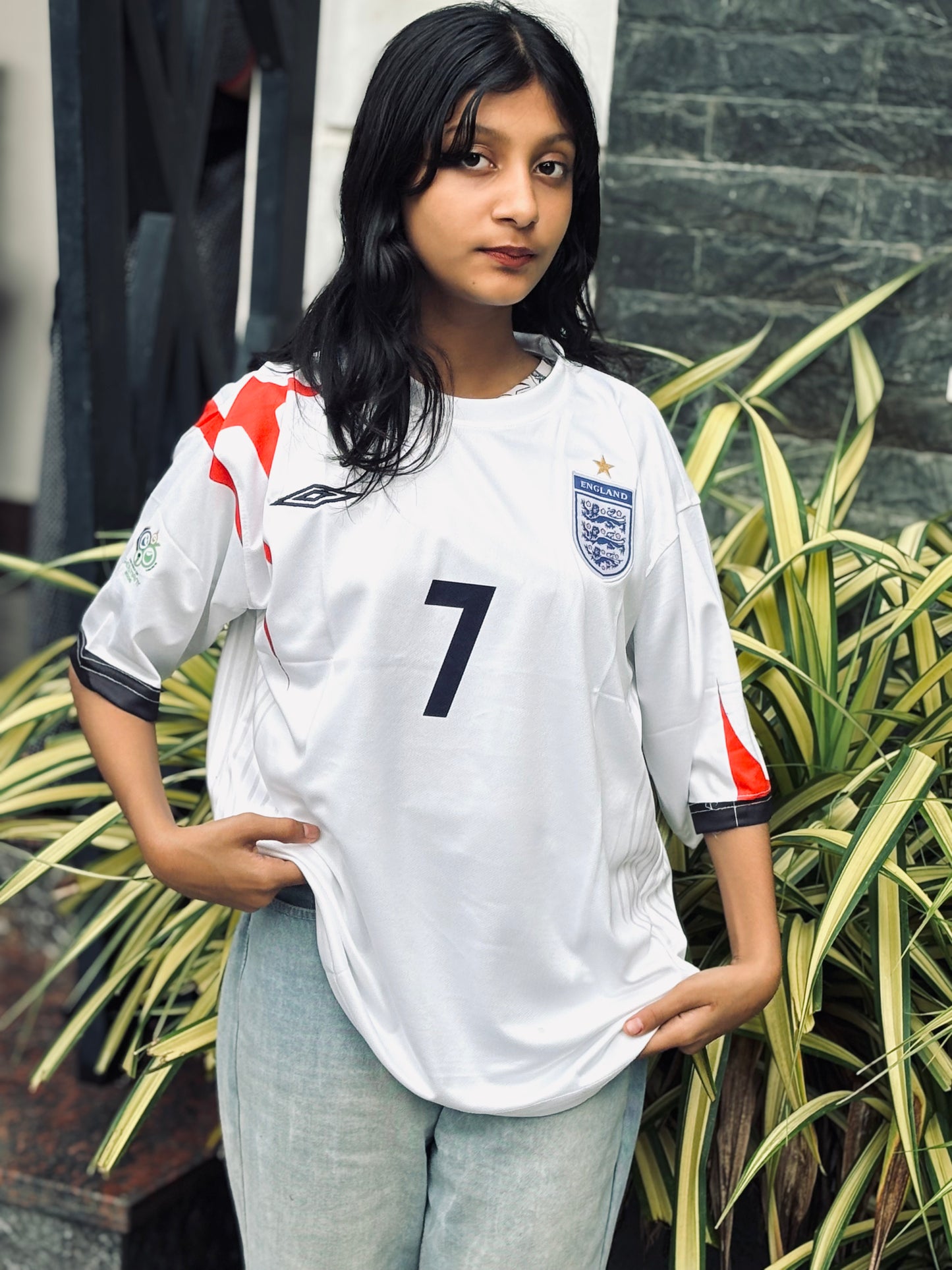 England embroidery five sleeve beckham - P975 ms retro store