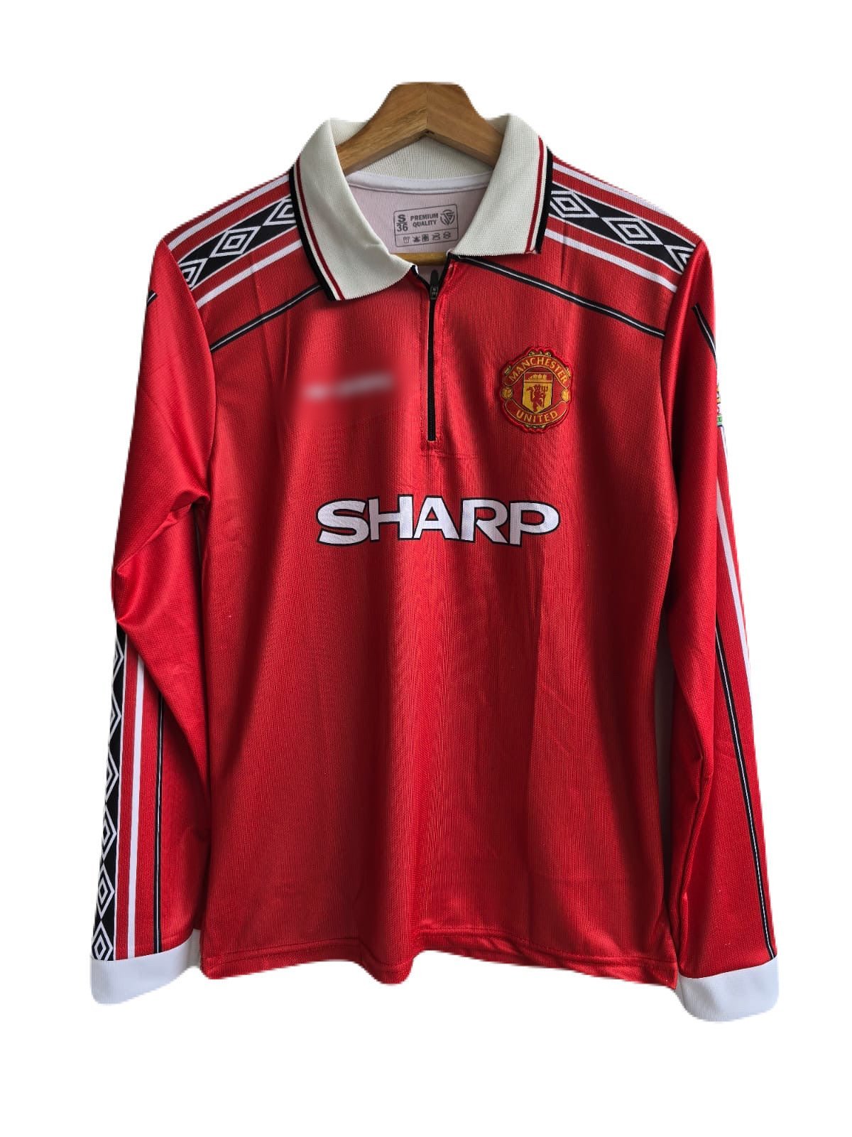 Manchester united 1998/99 Home jersey zip type full sleeve embroidery beckham - ms retro store