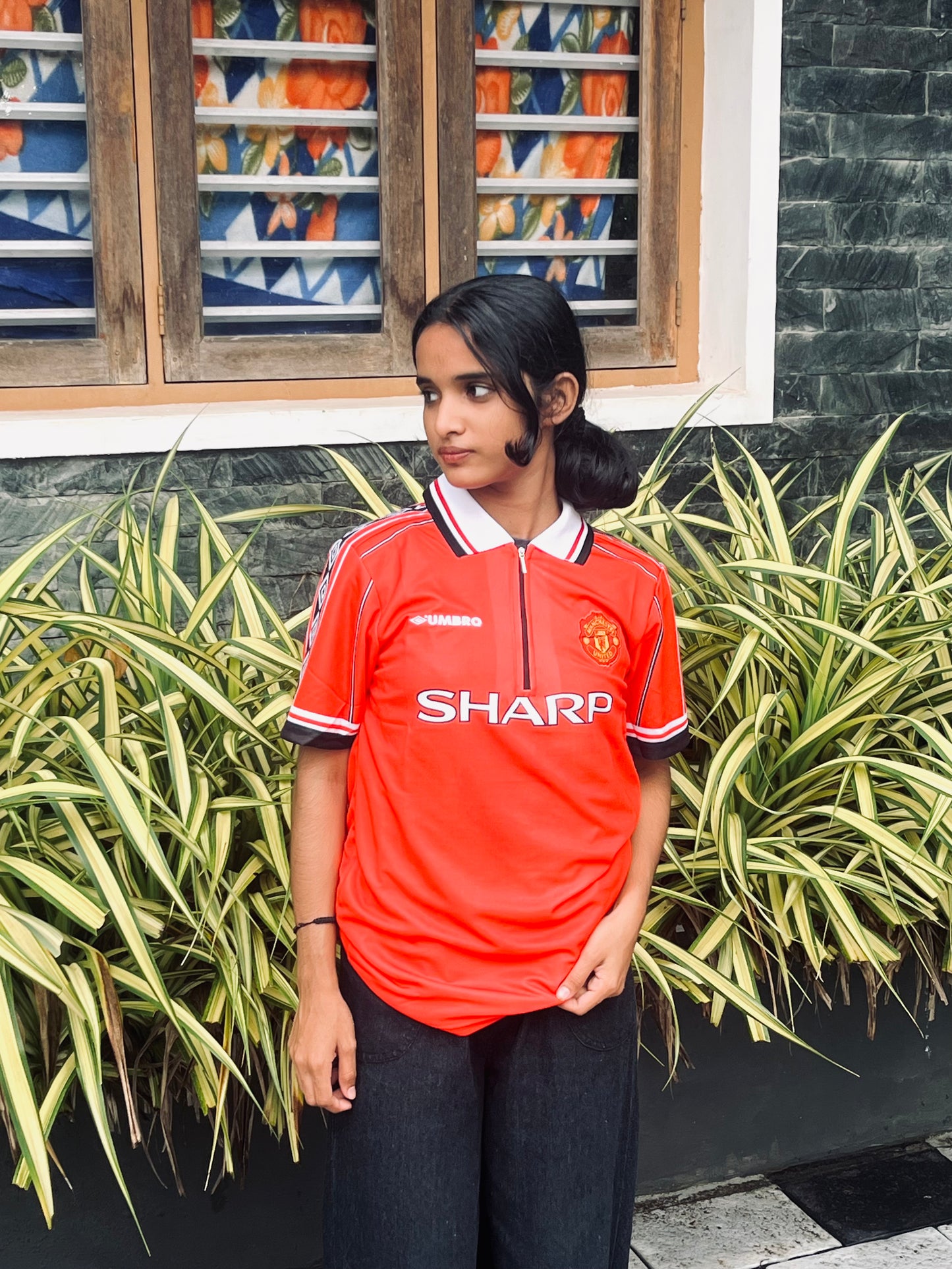 Manchester united 1998/99 Home jersey Beckham zip type P51 - ms retro store